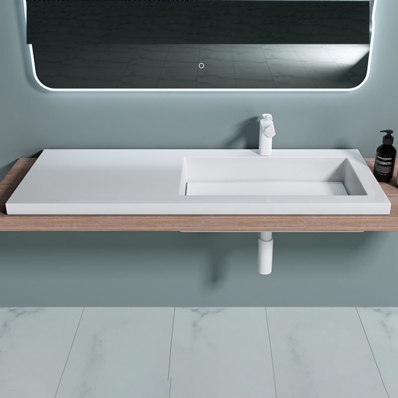 Lavoar cu scurgere ascunsa, compozit, Alb Lucios, montaj semi-incastrat pe blat, capac scurgere, 120x46 cm,  Ego-820