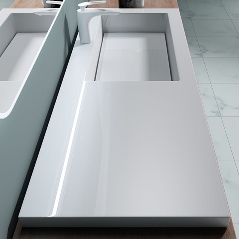 Lavoar cu scurgere ascunsa, compozit, Alb Lucios, montaj semi-incastrat pe blat, capac scurgere, 120x46 cm,  Ego-820