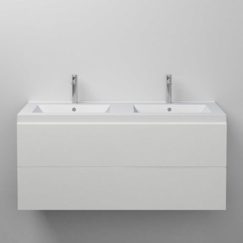 Lavoar dublu Zeta, compozit mineral, montaj semi-incastrat, cu 2 gauri de baterie, 120x50 cm