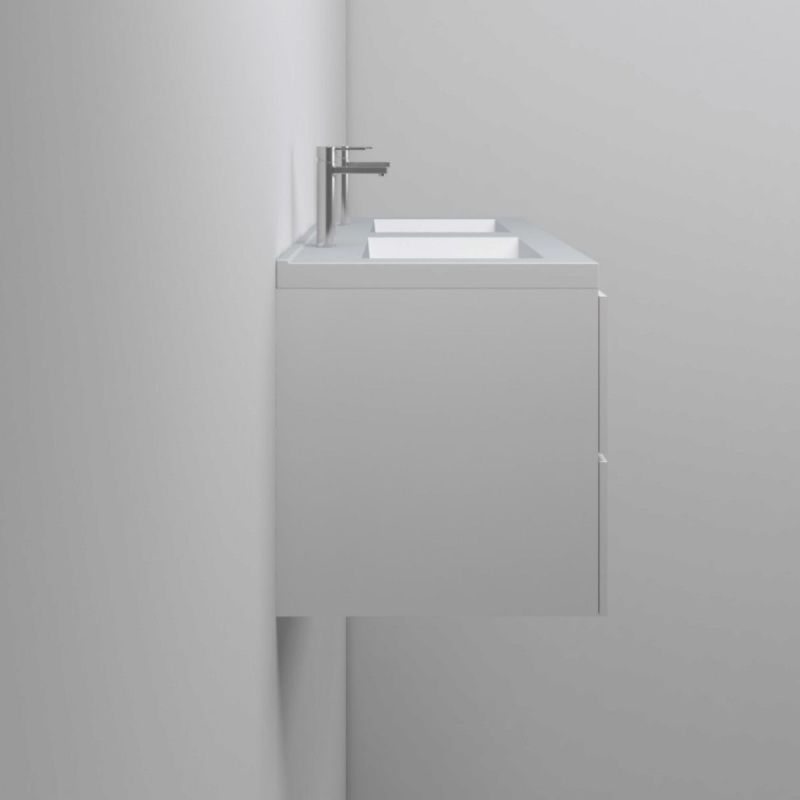 Lavoar dublu Zeta, compozit mineral, montaj semi-incastrat, cu 2 gauri de baterie, 120x50 cm