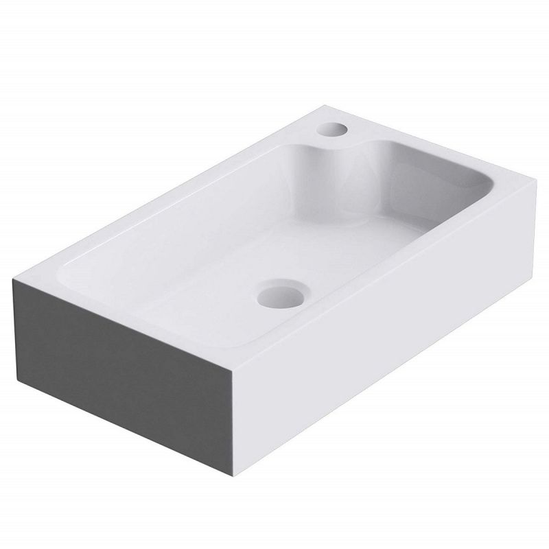 Lavoar EGO 101, Alb lucios, 46x26cm, montaj pe blat, compozit mineral, cu gaura baterie