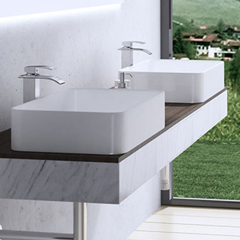 Lavoar EGO 105, Alb, lucios, 58x38 cm, montaj pe blat, ceramica sanitara