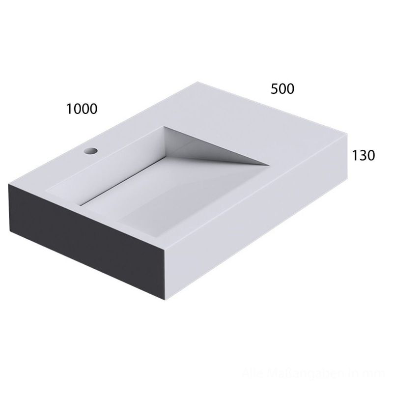 Lavoar EGO 11, Alb, lucios, 100x50cm, compozit marmura, montaj pe blat sau suspendat, scurgere ascunsa, cu gaura baterie