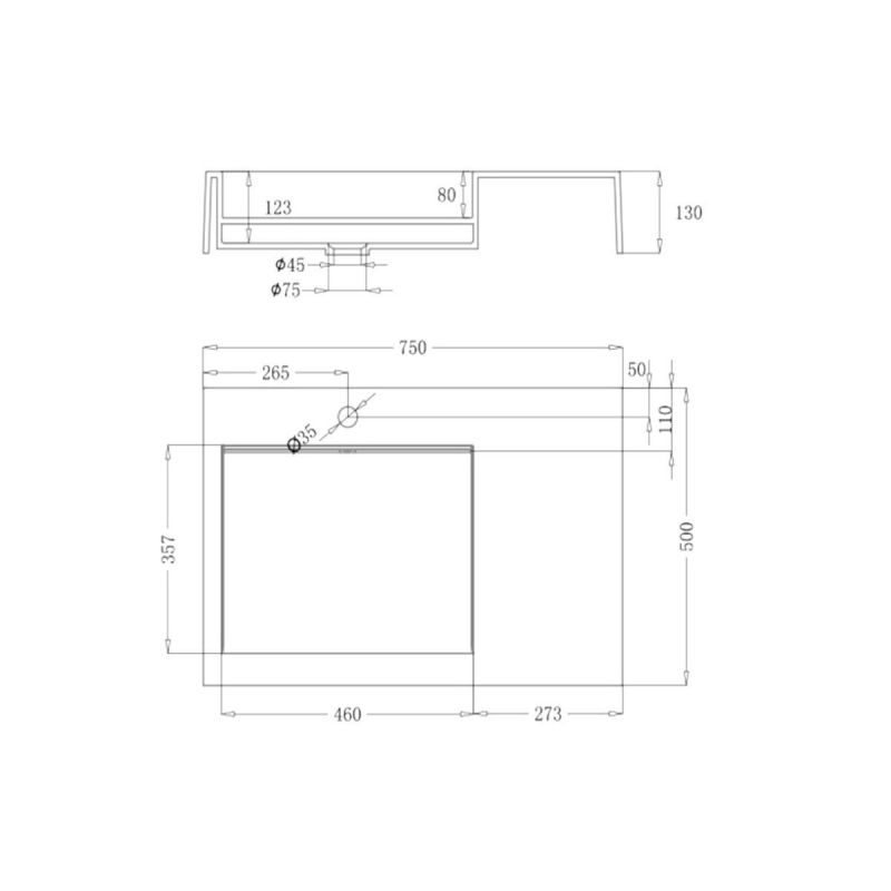 Lavoar EGO 11, Alb, lucios, 75x50 cm, compozit marmura, montaj pe blat sau suspendat, scurgere ascunsa, cu gaura baterie