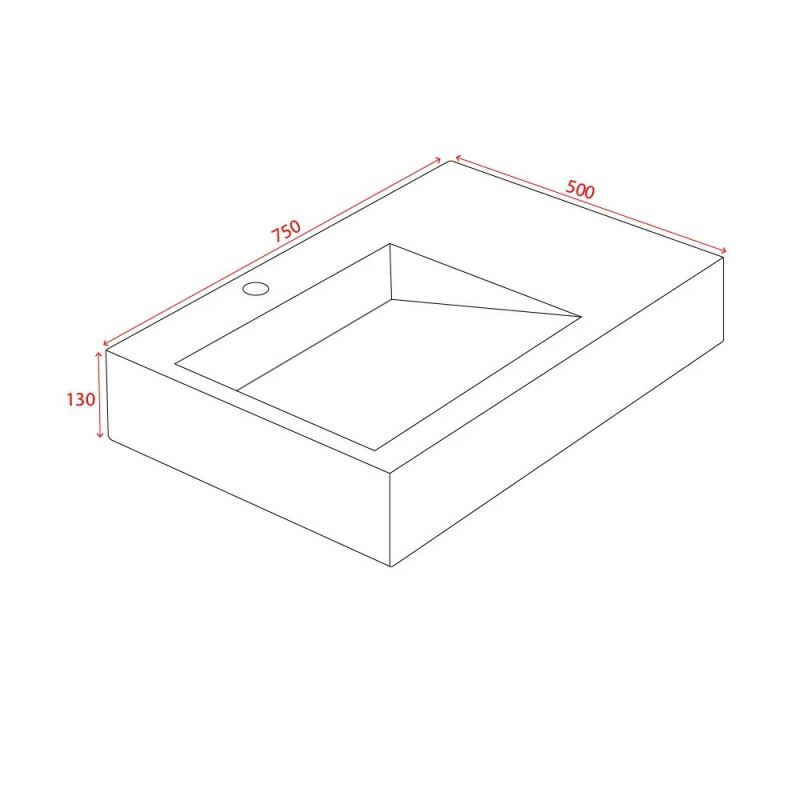 Lavoar EGO 11, Alb, lucios, 75x50 cm, compozit marmura, montaj pe blat sau suspendat, scurgere ascunsa, cu gaura baterie