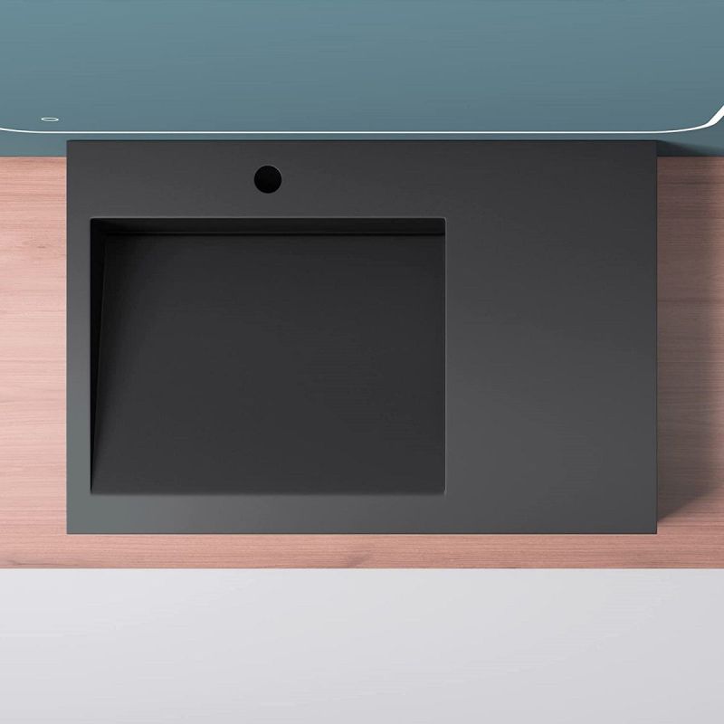 Lavoar EGO 11, Antracit Mat, 75x50 cm, compozit marmura, montaj pe blat sau suspendat, scurgere ascunsa, cu gaura baterie