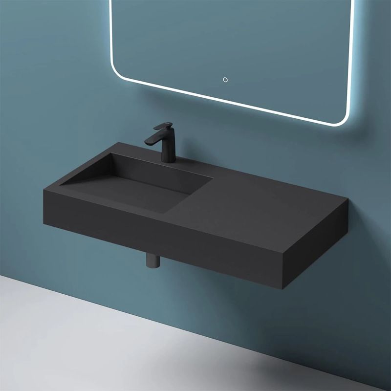 Lavoar EGO 11, Resigilat, Antracit Mat, 100x50 cm, compozit, montaj pe blat, suspendat, scurgere ascunsa, cu gaura baterie