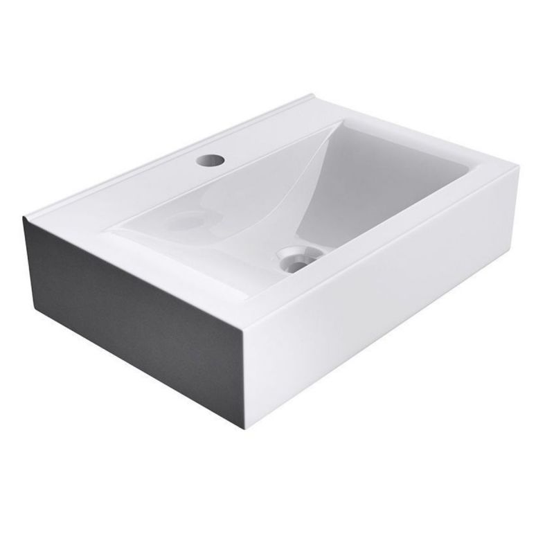 Lavoar EGO 118, Alb, lucios, 45.5  cm, montaj pe blat sau supendat, ceramica sanitara, cu gaura baterie