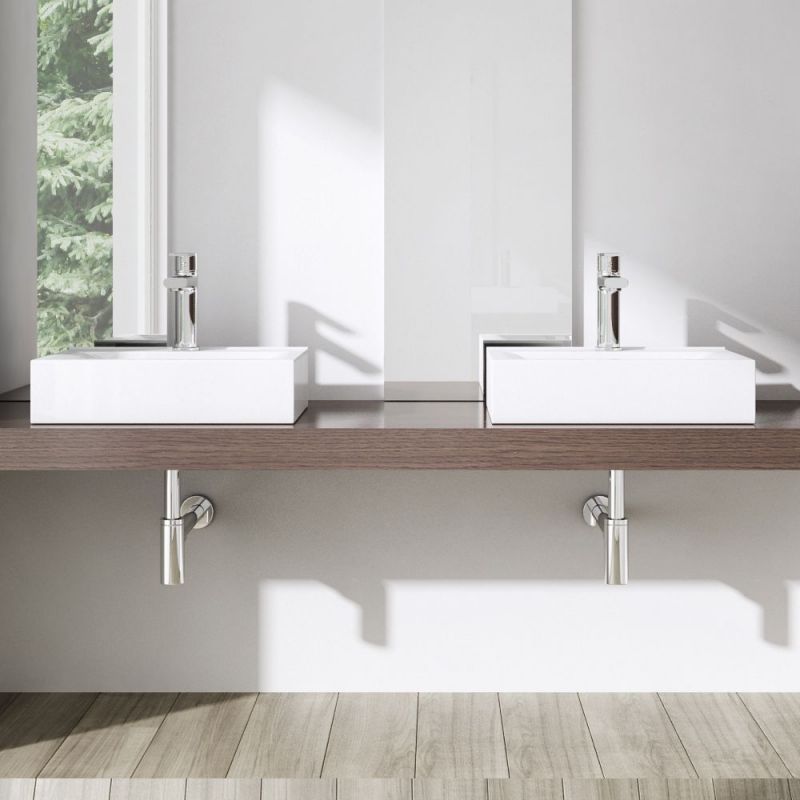 Lavoar EGO 118, Alb, lucios, 45.5  cm, montaj pe blat sau supendat, ceramica sanitara, cu gaura baterie