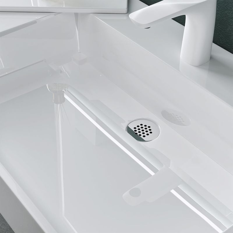 Lavoar EGO 12 , Alb, 120x48 cm, compozit marmura, montaj pe blat sau suspendat, scurgere mascata