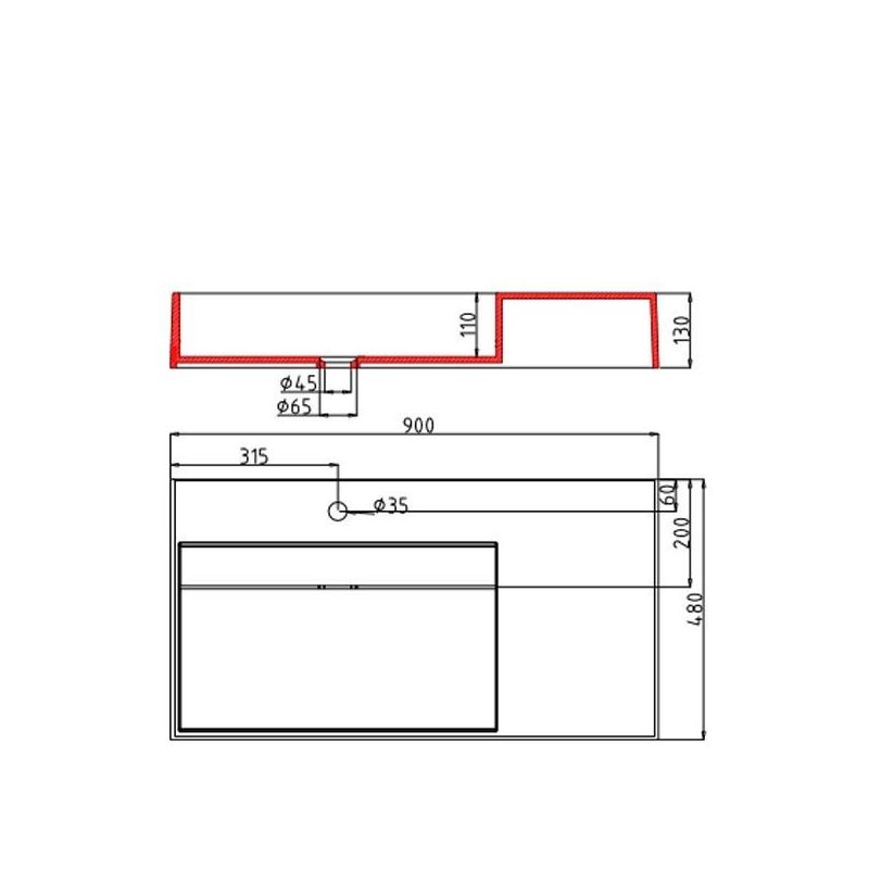 Lavoar EGO 12 L, Alb, 90x48 cm, compozit marmura, montaj pe blat sau suspendat, scurgere mascata, gaura baterie pe stanga