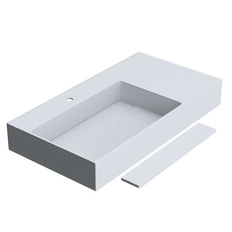 Lavoar EGO 12 L, Alb, 90x48 cm, compozit marmura, montaj pe blat sau suspendat, scurgere mascata, gaura baterie pe stanga