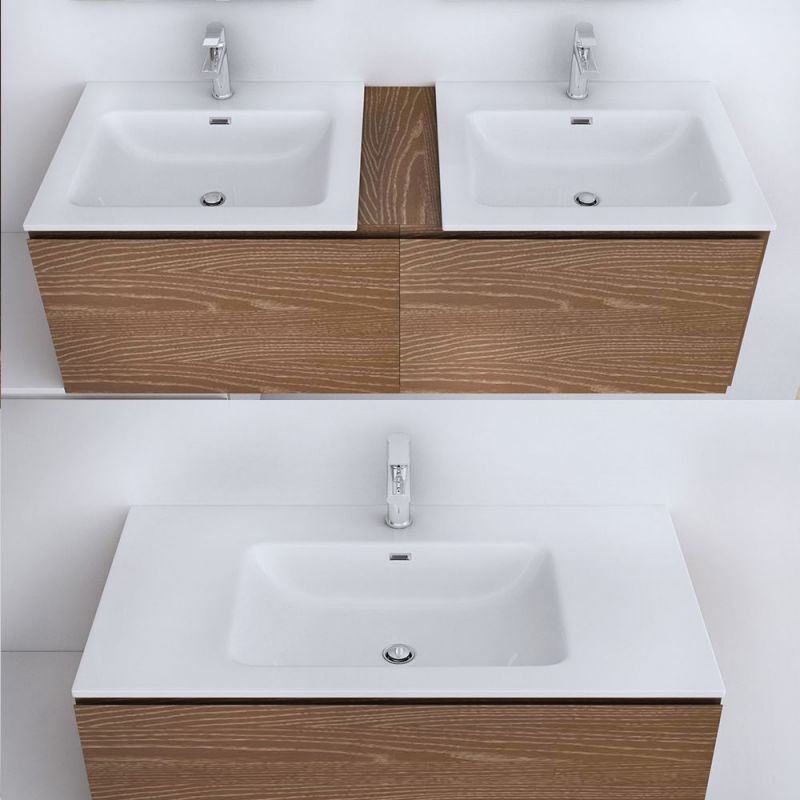 Lavoar EGO 15A, Alb, lucios, dimensiuni 60 cm, montaj semi-incastrat, compozit marmura, gaura baterie si preaplin