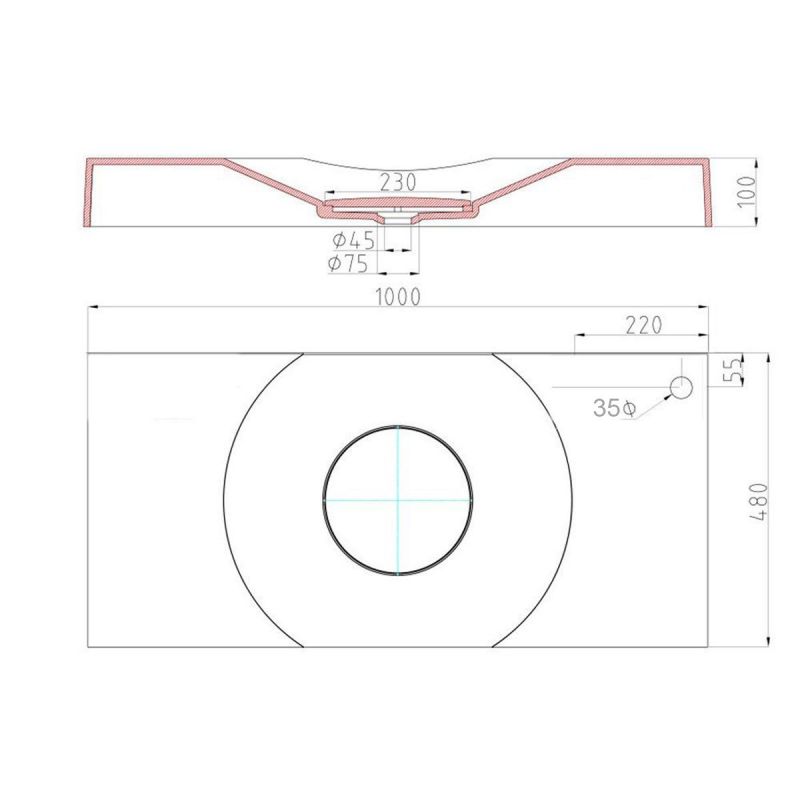 Lavoar EGO 15R, Alb, lucios,scurgere ascunsa, montaj pe blat sau suspendat, compozit marmura, 100x48 cm, gaura baterie dreapta