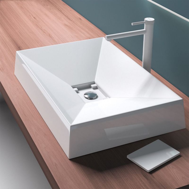 Lavoar EGO 16, compozit marmura, montaj pe blat, scurgere ascunsa, 70x46 cm