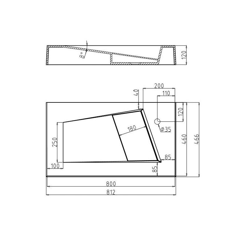 Lavoar EGO-17 , compozit marmura, montaj pe blat sau suspendat, scurgere ascunsa, 80x46