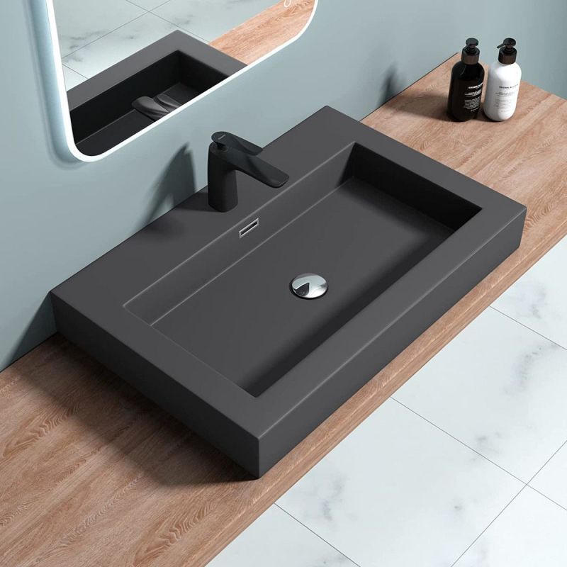 Lavoar EGO 18, Antracit mat, montaj suspendat sau incastrat, dimensiune 100 cm, compozit marmura