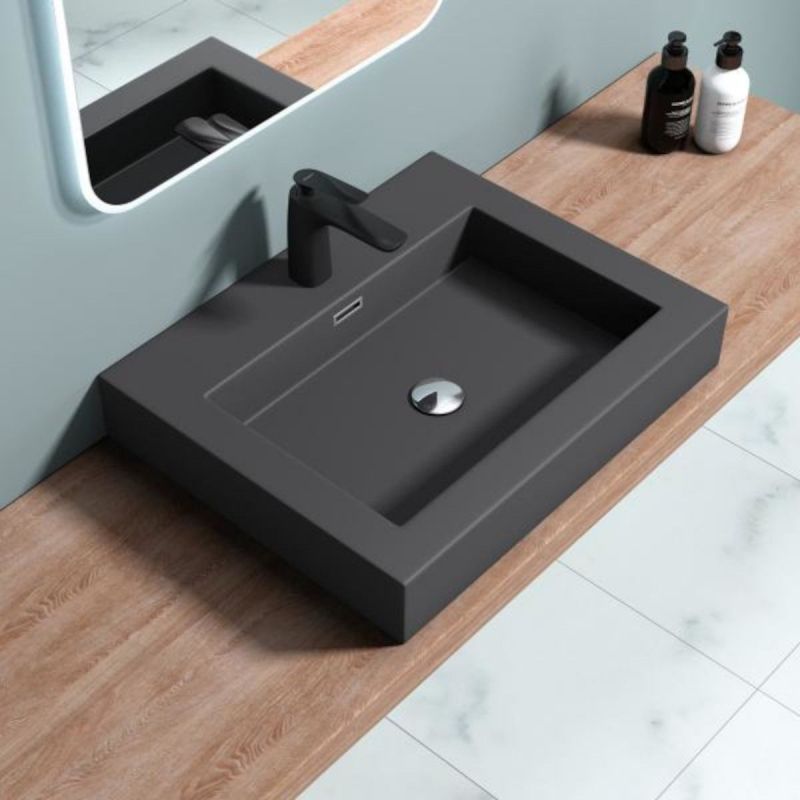 Lavoar EGO 18, Antracit mat, montaj suspendat sau incastrat, dimensiune 100 cm, compozit marmura