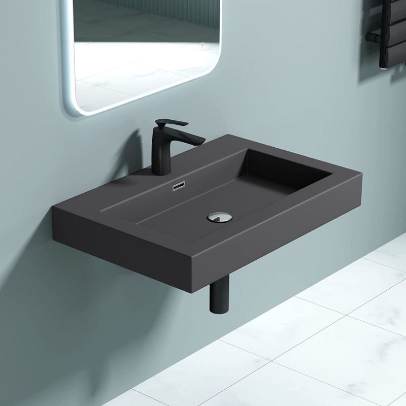 Lavoar EGO 18, Antracit mat, montaj suspendat sau incastrat, dimensiune 100 cm, compozit marmura