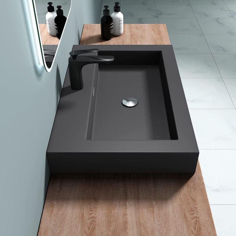 Lavoar EGO 18, Antracit mat, montaj suspendat sau incastrat, dimensiune 100 cm, compozit marmura