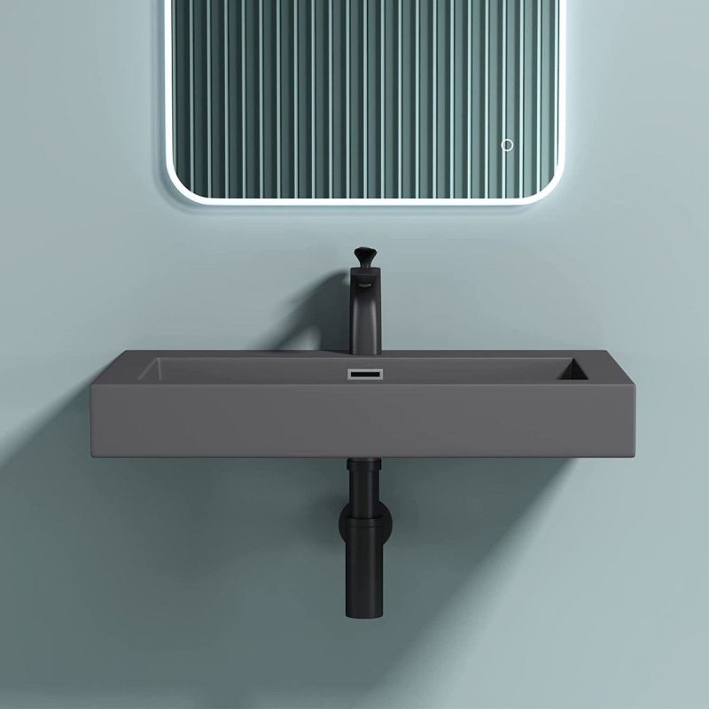 Lavoar EGO 18, Antracit mat, montaj suspendat sau incastrat, dimensiune 100 cm, compozit marmura