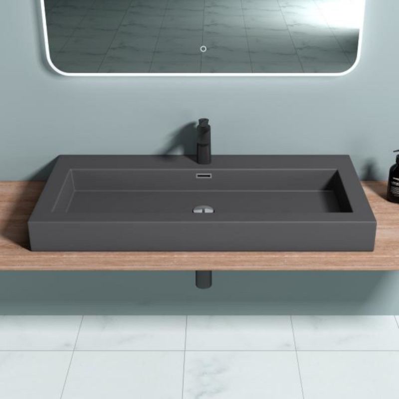 Lavoar EGO 18, Antracit mat, montaj suspendat sau incastrat, dimensiune 100 cm, compozit marmura