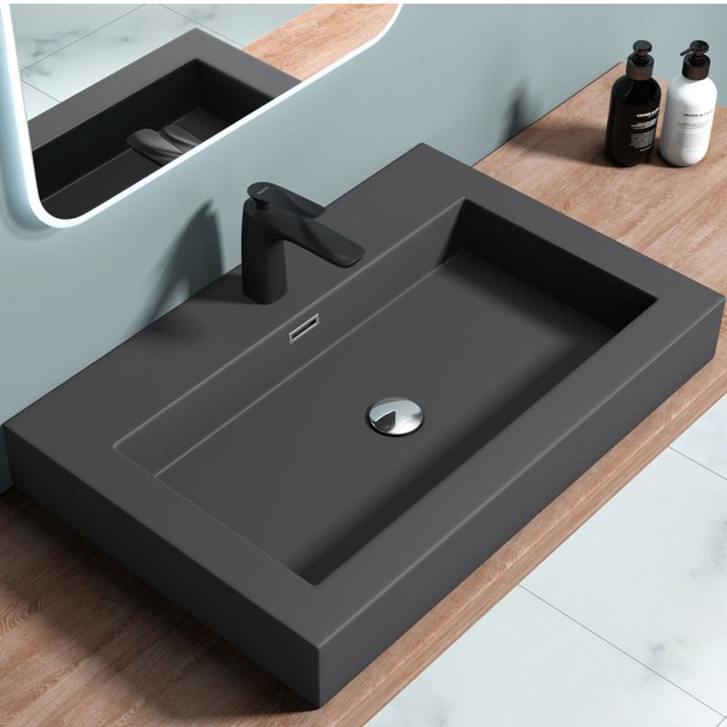 Lavoar EGO 18, Antracit mat, montaj suspendat sau incastrat, dimensiune 100 cm, compozit marmura