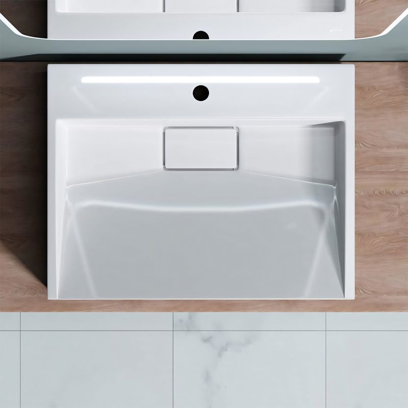 Lavoar EGO 19, Alb, lucios, compozit marmura, dimensiuni intre 50-100 cm, suspendat sau pe blat, cu o gaura baterie