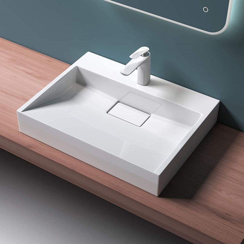 Lavoar EGO 19, Alb, lucios, compozit marmura, dimensiuni intre 50-100 cm, suspendat sau pe blat, cu o gaura baterie