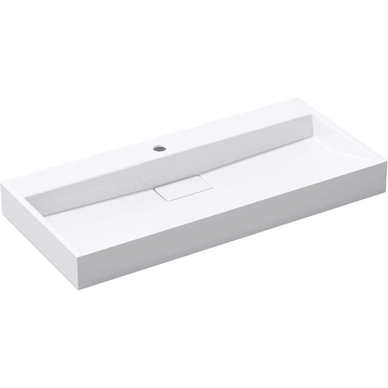 Lavoar EGO 19, Alb, lucios, compozit marmura, dimensiuni intre 50-100 cm, suspendat sau pe blat, cu o gaura baterie