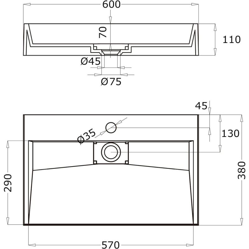 Lavoar EGO 19, Alb, lucios, compozit marmura, dimensiuni intre 50-100 cm, suspendat sau pe blat, cu o gaura baterie