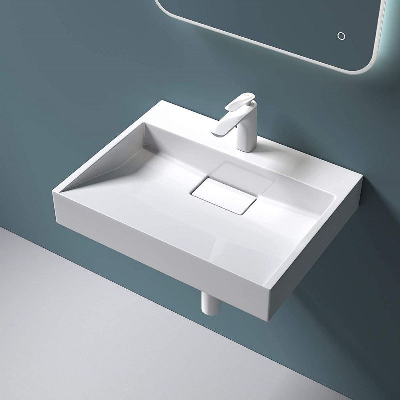 Lavoar EGO 19, Alb, lucios, compozit marmura, dimensiuni intre 50-100 cm, suspendat sau pe blat, cu o gaura baterie