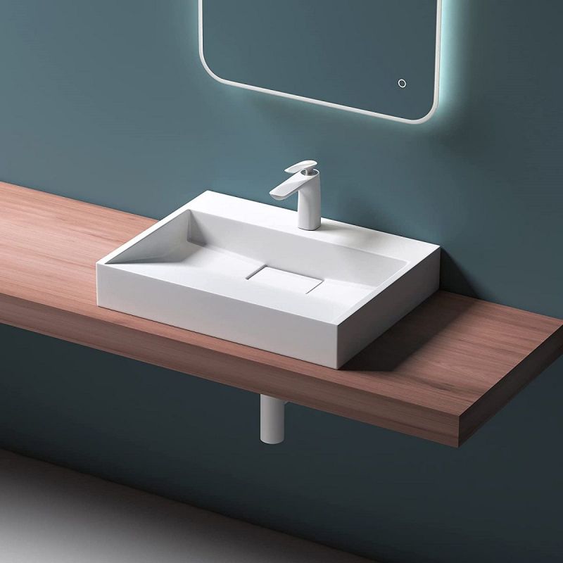 Lavoar EGO 19, Alb, lucios, compozit marmura, dimensiuni intre 50-100 cm, suspendat sau pe blat, cu o gaura baterie