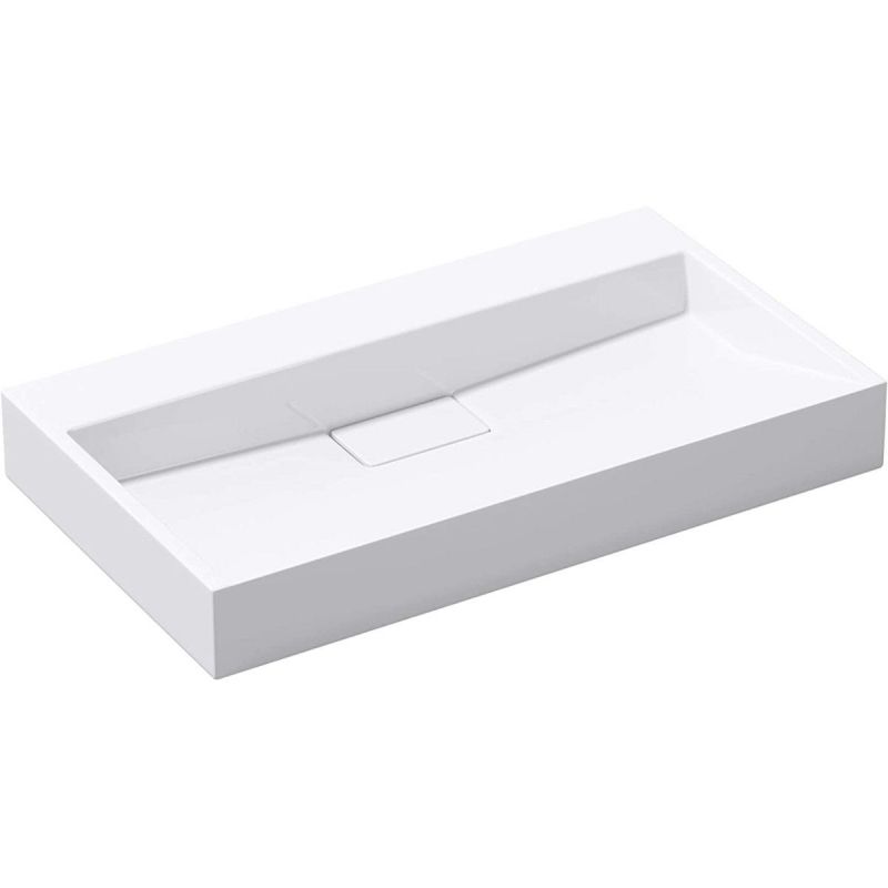 Lavoar EGO 19, Alb, lucios, dimensiuni intre 50-100 cm, compozit marmura, suspendat sau pe blat, fara gaura baterie