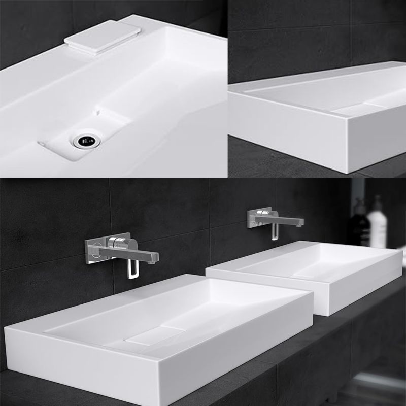 Lavoar EGO 19, Alb, lucios, dimensiuni intre 50-100 cm, compozit marmura, suspendat sau pe blat, fara gaura baterie