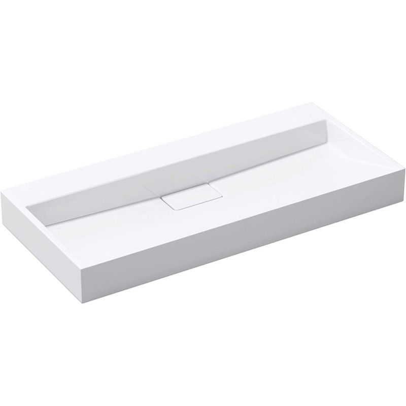 Lavoar EGO 19, Alb, lucios, dimensiuni intre 50-100 cm, compozit marmura, suspendat sau pe blat, fara gaura baterie