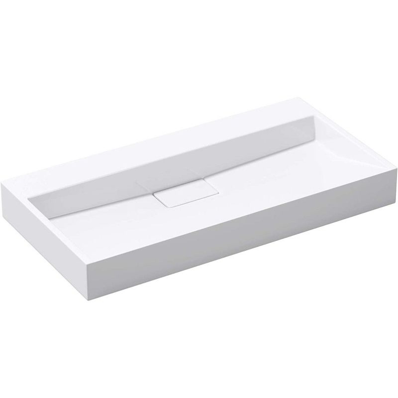 Lavoar EGO 19, Alb, lucios, dimensiuni intre 50-100 cm, compozit marmura, suspendat sau pe blat, fara gaura baterie