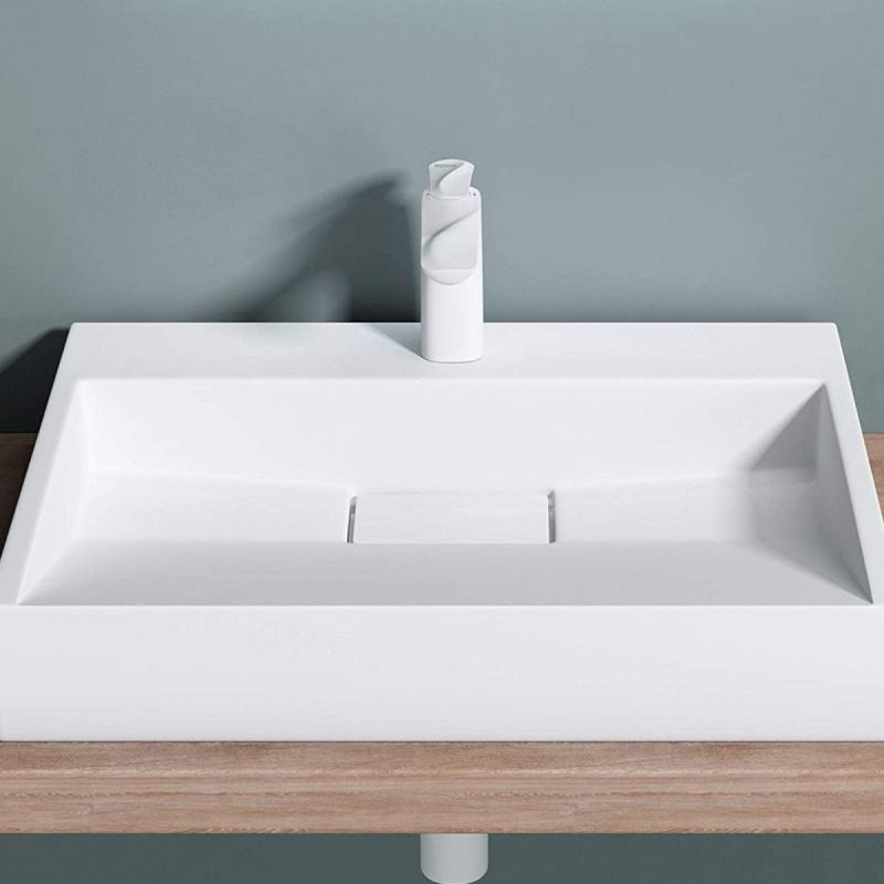 Lavoar EGO 19, Alb, mat, dimensiuni intre 60-90 cm, compozit marmura, montaj suspendat sau pe blat, cu o gaura de baterie