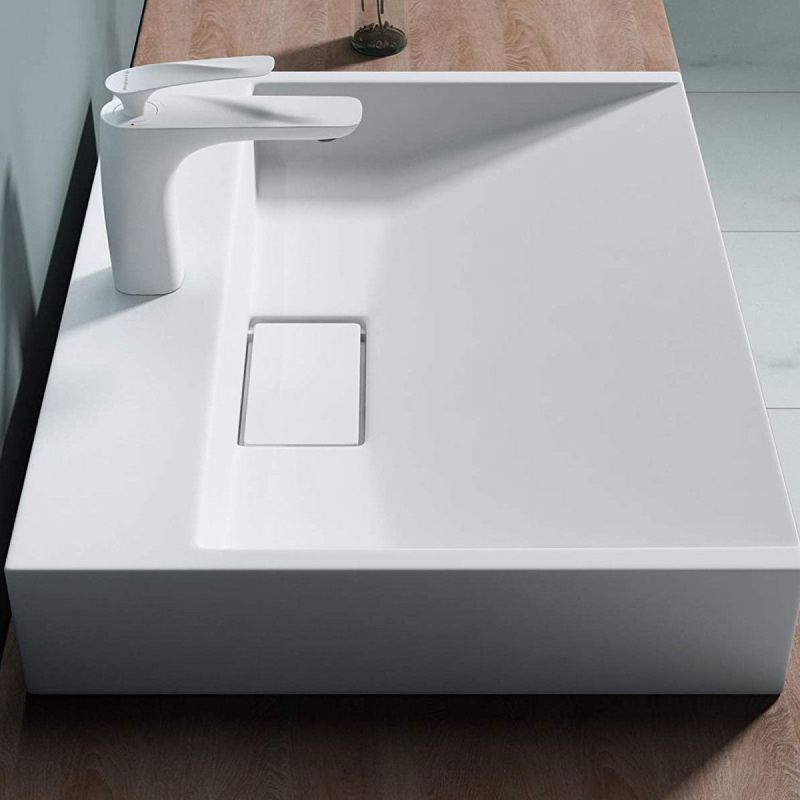Lavoar EGO 19, Alb, mat, dimensiuni intre 60-90 cm, compozit marmura, montaj suspendat sau pe blat, cu o gaura de baterie