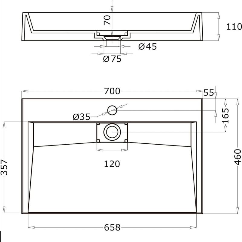 Lavoar EGO 19, Alb, mat, dimensiuni intre 60-90 cm, compozit marmura, montaj suspendat sau pe blat, cu o gaura de baterie