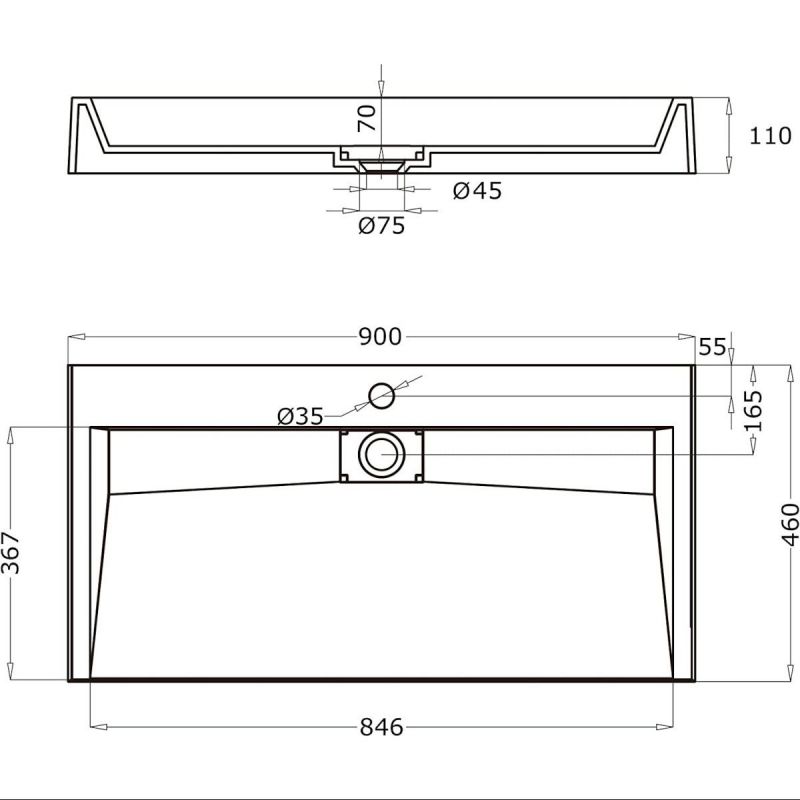 Lavoar EGO 19, Alb, mat, dimensiuni intre 60-90 cm, compozit marmura, montaj suspendat sau pe blat, cu o gaura de baterie