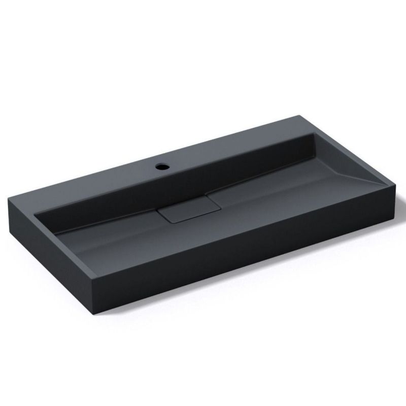 Lavoar EGO 19, Antracit mat, dimensiuni intre 50-100 cm, compozit marmura, montaj suspendat sau pe blat, cu o gaura de baterie