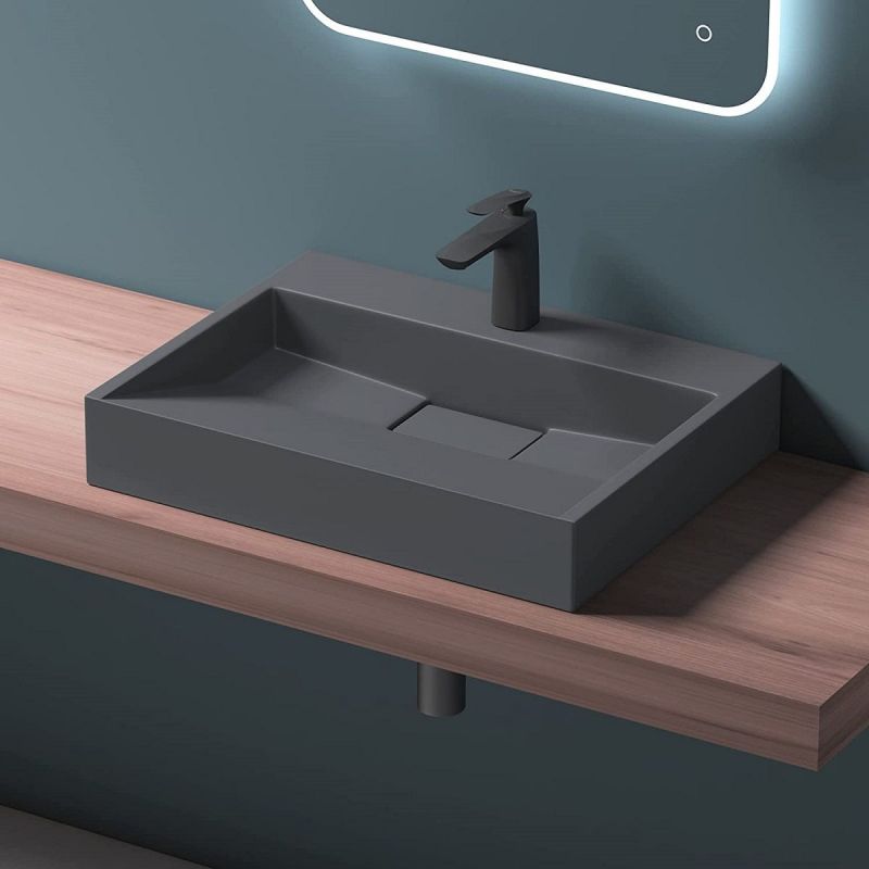 Lavoar EGO 19, Antracit mat, dimensiuni intre 50-100 cm, compozit marmura, montaj suspendat sau pe blat, cu o gaura de baterie