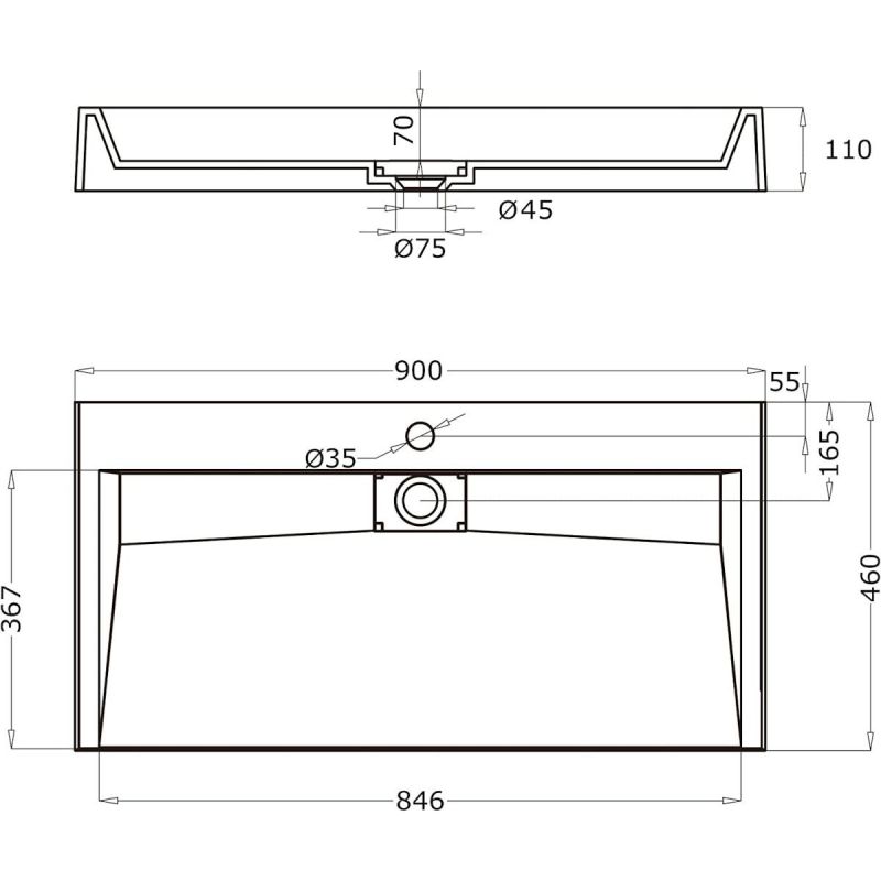 Lavoar EGO 19 Resigilat, Alb, lucios, compozit marmura,suspendat sau pe blat, cu o gaura baterie Dimensiune: 90x46 cm