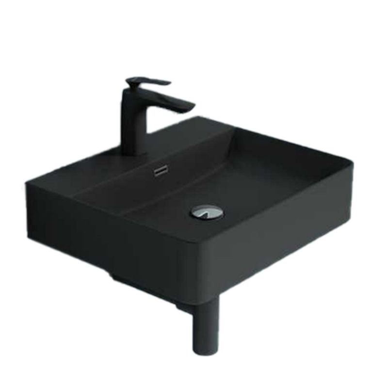 Lavoar Ego 201, Antracit Mat, 42, 50, 60 x 42 cm, montaj pe blat sau suspendat, cu o gaura de baterie, ceramica sanitara