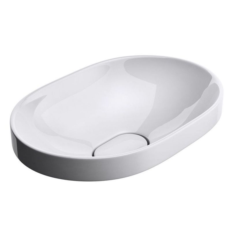 Lavoar EGO 50006A, Alb, lucios, 58x48 cm, montaj Semi-Incastrat, ceramica sanitara, fara gaura baterie