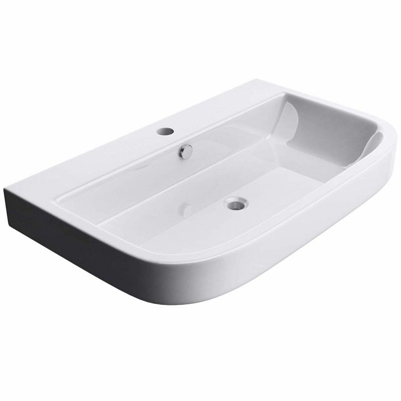 Lavoar EGO 5021, Alb, lucios, 80x48 cm, montaj pe blat sau suspendat, ceramica sanitara