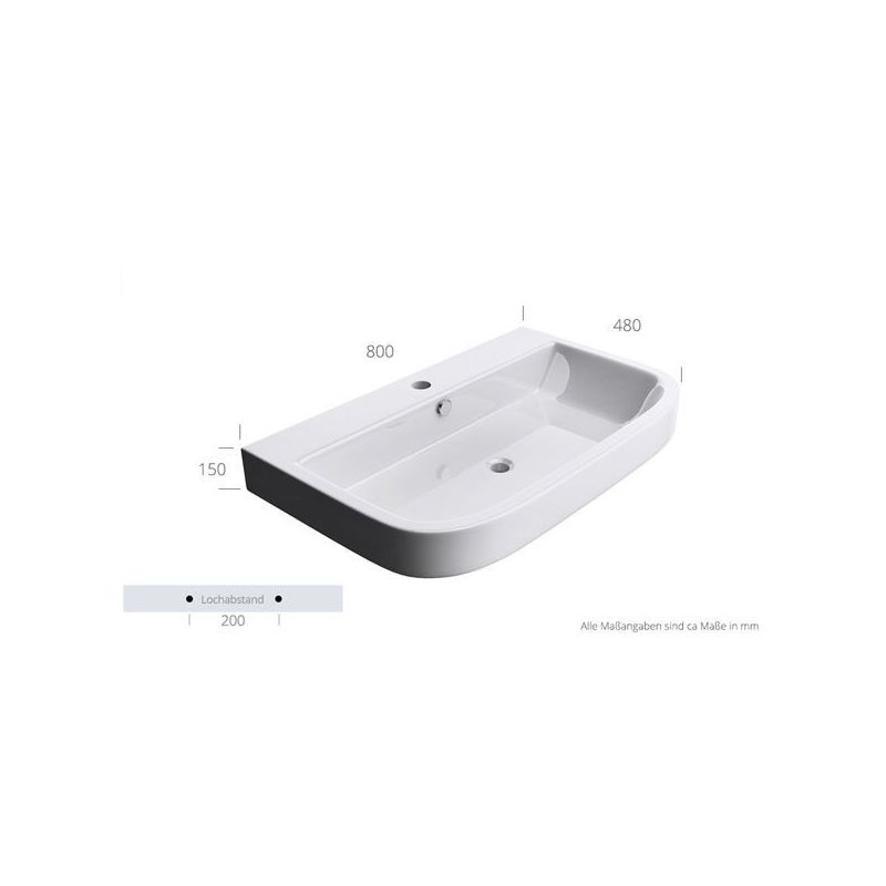 Lavoar EGO 5021, Alb, lucios, 80x48 cm, montaj pe blat sau suspendat, ceramica sanitara