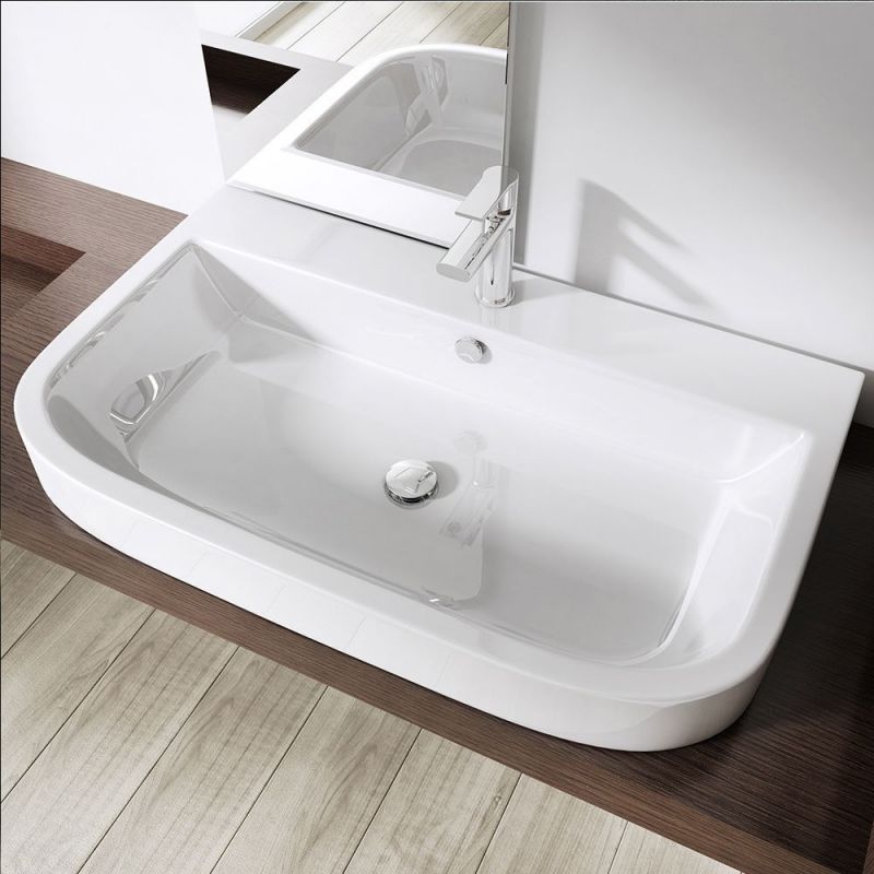 Lavoar EGO 5021, Alb, lucios, 80x48 cm, montaj pe blat sau suspendat, ceramica sanitara
