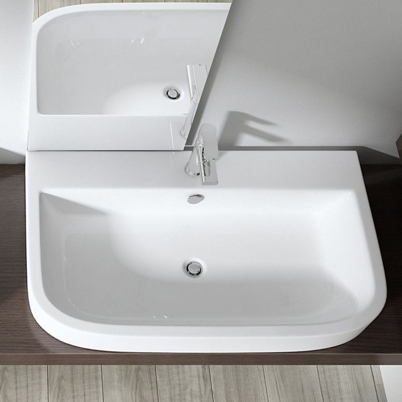 Lavoar EGO 5021, Alb, lucios, 80x48 cm, montaj pe blat sau suspendat, ceramica sanitara